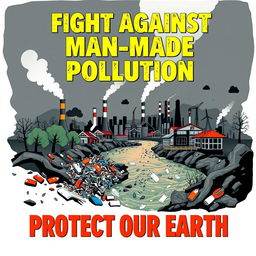 An eye-catching poster design highlighting the issue of man-made pollution