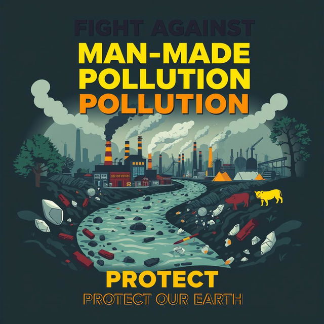 An eye-catching poster design highlighting the issue of man-made pollution