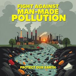 An eye-catching poster design highlighting the issue of man-made pollution
