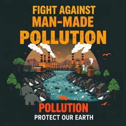An eye-catching poster design highlighting the issue of man-made pollution