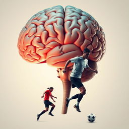 A highly detailed and realistic image of a human brain, featuring an anatomical cross-section that showcases its complex structure