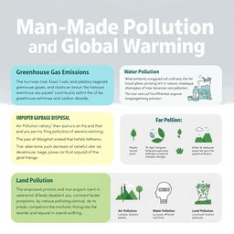 An educational poster examining man-made pollution as a primary cause of global warming