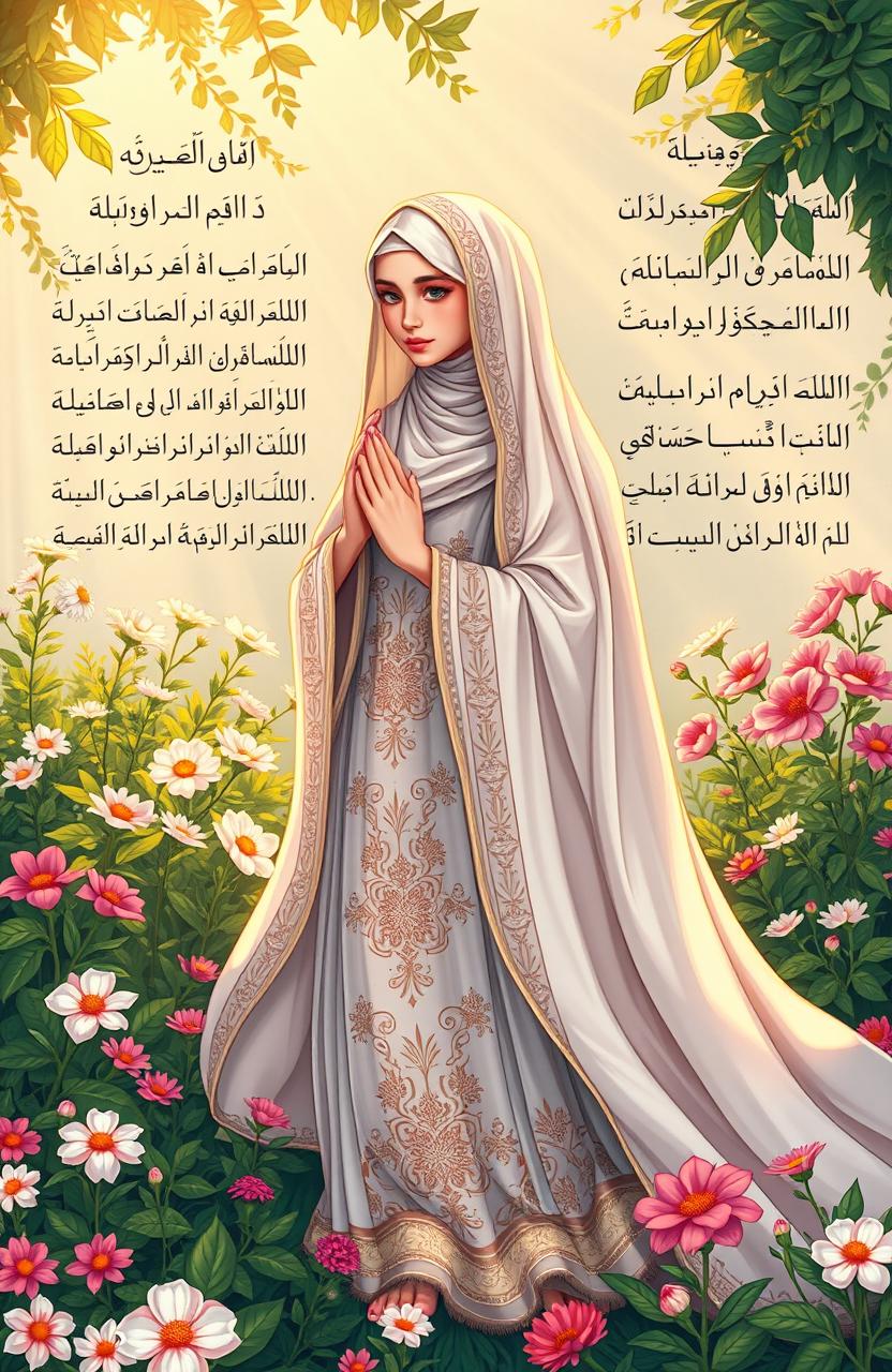 A detailed, respectful depiction of Fatima Zahra (s