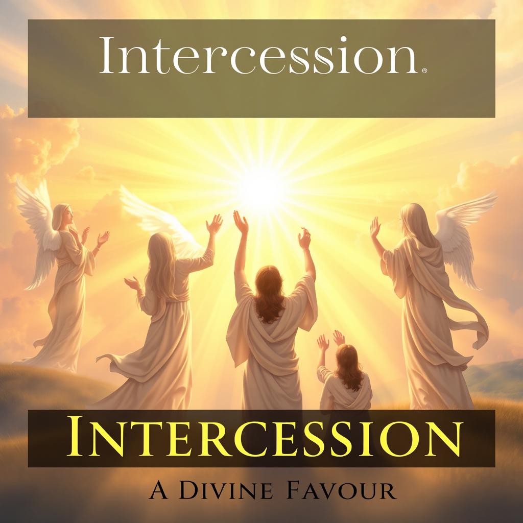 An artistic representation of the theme "Intercession: A Divine Favour," illustrating the concept of divine grace and intercession in a spiritual context