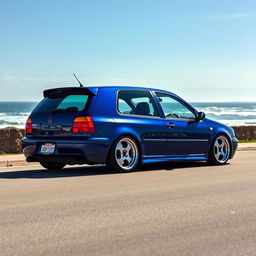 A captivating 1998 Volkswagen Golf GTI with a lowered suspension, showcasing its classic yet sporty design