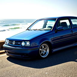 A captivating 1998 Volkswagen Golf GTI with a lowered suspension, showcasing its classic yet sporty design