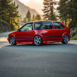 A stunning 1998 Volkswagen Golf GTI with a lowered suspension, highlighting its sporty and classic design