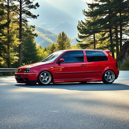 A stunning 1998 Volkswagen Golf GTI with a lowered suspension, highlighting its sporty and classic design