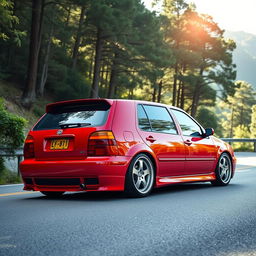 A stunning 1998 Volkswagen Golf GTI with a lowered suspension, highlighting its sporty and classic design