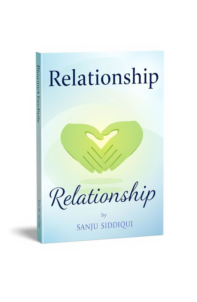 A striking and modern book cover design for 'Relationship' by Sanju Siddiqui, featuring a stylized image of intertwined hands symbolizing connection and partnership