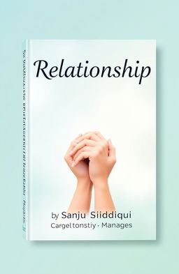 A striking and modern book cover design for 'Relationship' by Sanju Siddiqui, featuring a stylized image of intertwined hands symbolizing connection and partnership