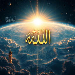 A captivating artistic interpretation inspired by the theme 'Identity of Allah' as envisioned by Syed Nadeem Ahmed Jaffri