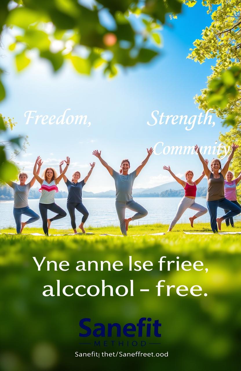 A serene, motivational scene depicting the Sanefit Method for an alcohol-free lifestyle