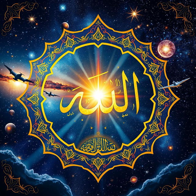 A visually stunning artistic representation titled "Identity of Allah"