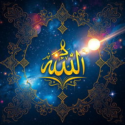 A visually stunning artistic representation titled "Identity of Allah"