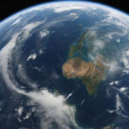 An incredibly detailed and breathtaking view of planet Earth from space, with intricate details highlighting the continents, oceans, and clouds