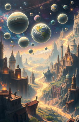 An expansive view of an omniverse, showcasing limitless dimensions and realms filled with diverse landscapes, vibrant colors, and fantastical creatures