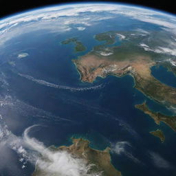 An incredibly detailed and breathtaking view of planet Earth from space, with intricate details highlighting the continents, oceans, and clouds