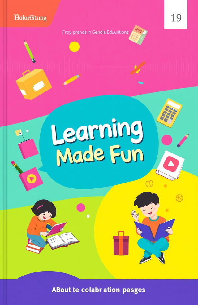 Cover design for an educational book, featuring vibrant colors and engaging graphics