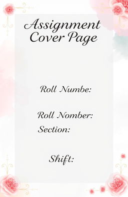 A beautifully designed assignment cover page featuring an aesthetic layout