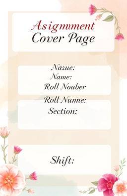 A beautifully designed assignment cover page featuring an aesthetic layout