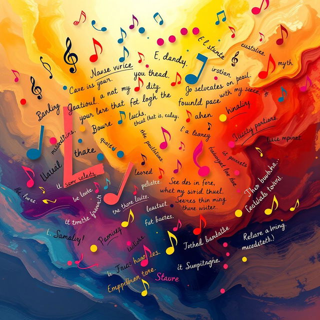 An artistic representation of the concept of 'lyrics', inspired by the style of M3ding