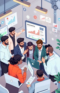 Illustration depicting the concept of advanced affiliate marketing