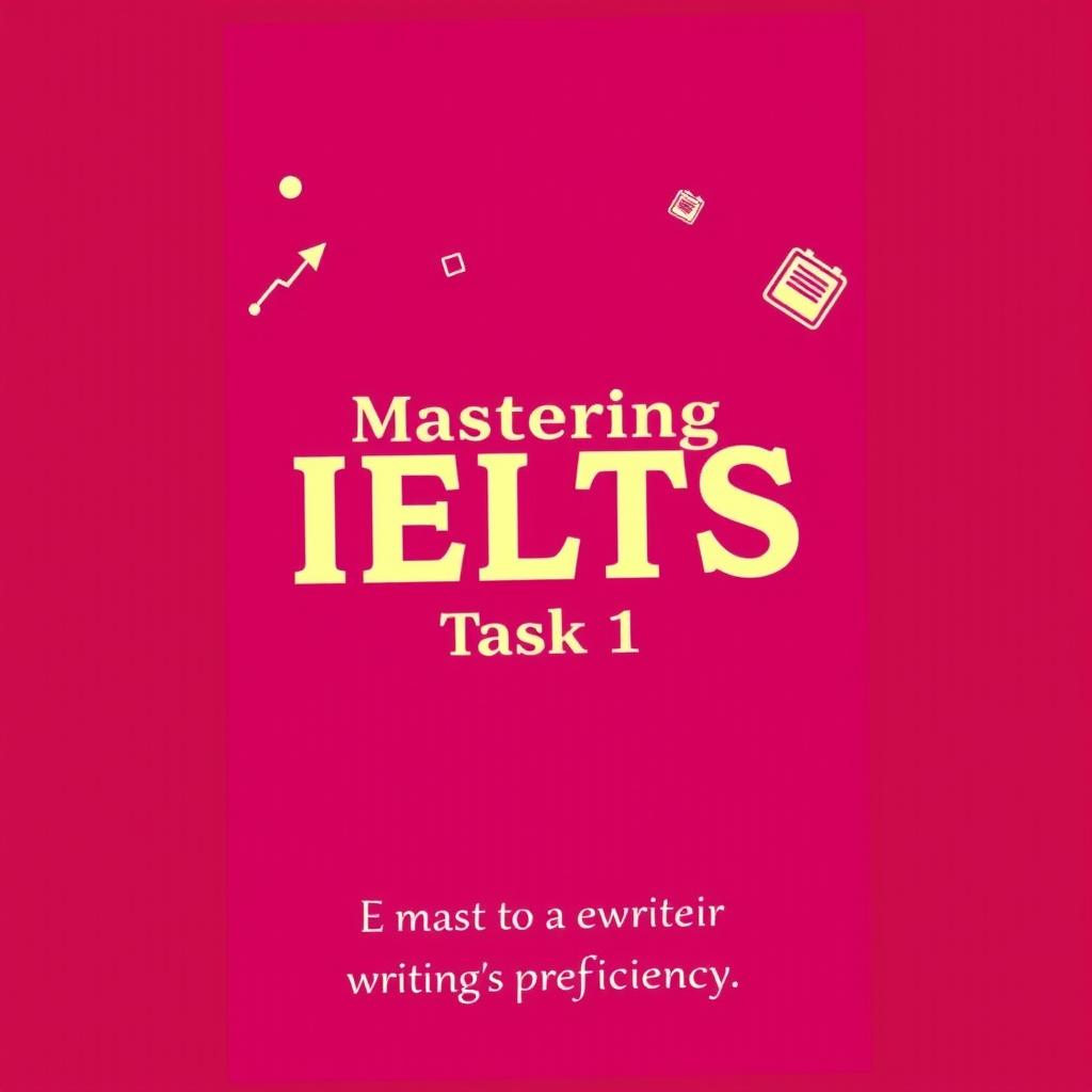 An eye-catching book cover for mastering IELTS Writing Task 1, showcasing a vibrant magenta background that exudes energy and creativity