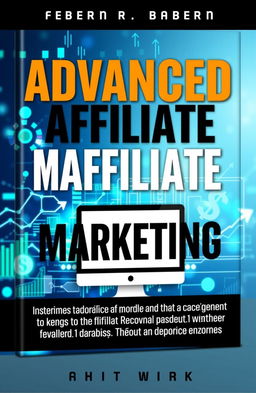 A visually striking book cover for an 'Advanced Affiliate Marketing' guide, featuring bold typography stating the title prominently