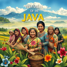 An artistic celebration of the women of Java, Indonesia, depicted in traditional attire such as brightly patterned kebaya and intricate batik