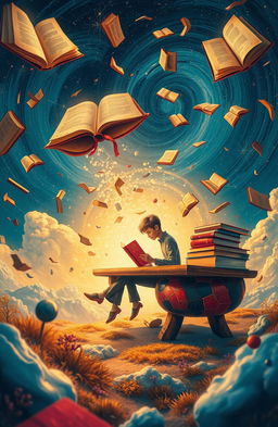 A surreal and abstract representation of the mind bending reality, inspired by the themes of 'The Reader