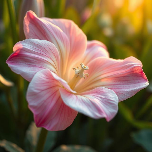 A close-up artistic representation of a flower that resembles a human vagina, with intricate petal designs and soft, radiant colors