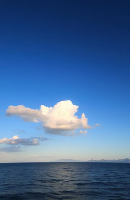 A serene and tranquil scene showcasing a varied palette of blue shades in the sky at sunset