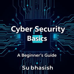A comprehensive and visually engaging cover for a book titled 'Cyber Security Basics: A Beginner's Guide' by Subhasish