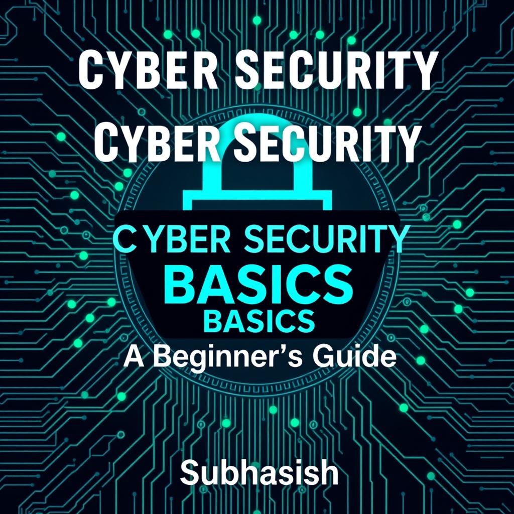 A comprehensive and visually engaging cover for a book titled 'Cyber Security Basics: A Beginner's Guide' by Subhasish