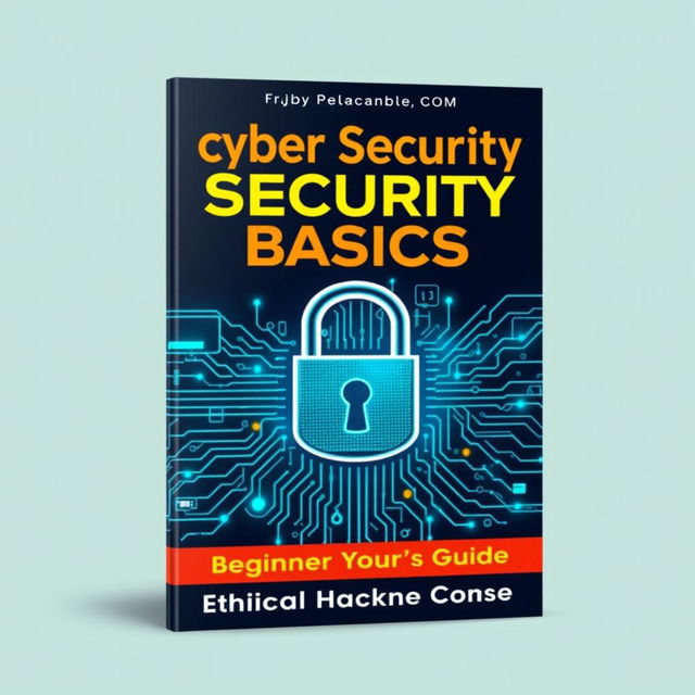 An informative and visually appealing cover design for a book titled 'Cyber Security Basics: A Beginner's Guide, Ethical Hacking Course'