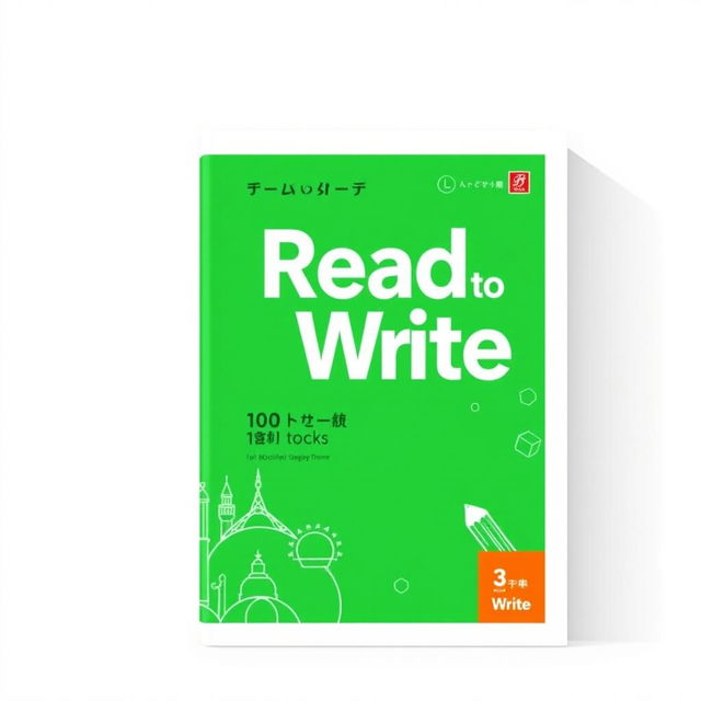 A bright and engaging textbook cover design for a writing course titled "Read to Write", tailored for Japanese university students