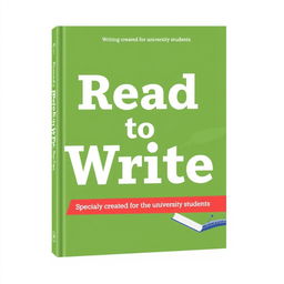A sleek and modern textbook cover design for a writing textbook titled "Read to Write", specially created for university students