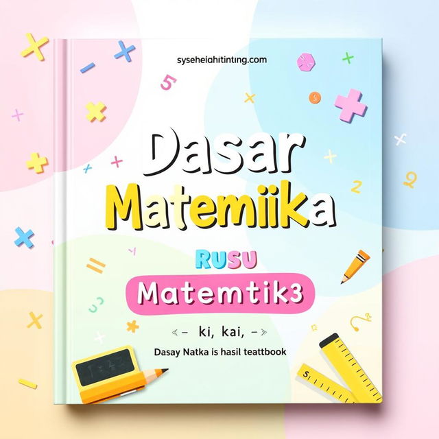 A colorful and inviting cover for a basic mathematics textbook, titled 'Dasar Matematika'