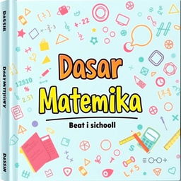 A visually appealing cover for a basic mathematics textbook, titled 'Dasar Matematika'