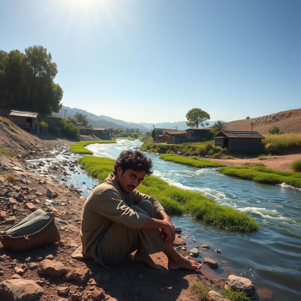 In a remote village by the flowing river, a young man named Youssef sits despondently by the riverbank, contemplating his dreams of expanding his farm and improving his life