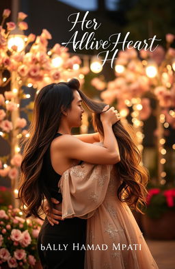 A romantic scene featuring two people in an embrace, their expressions full of love and passion