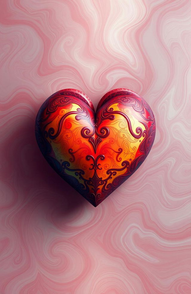 An artistic interpretation of an illusion background featuring a large, vividly colored heart at the center