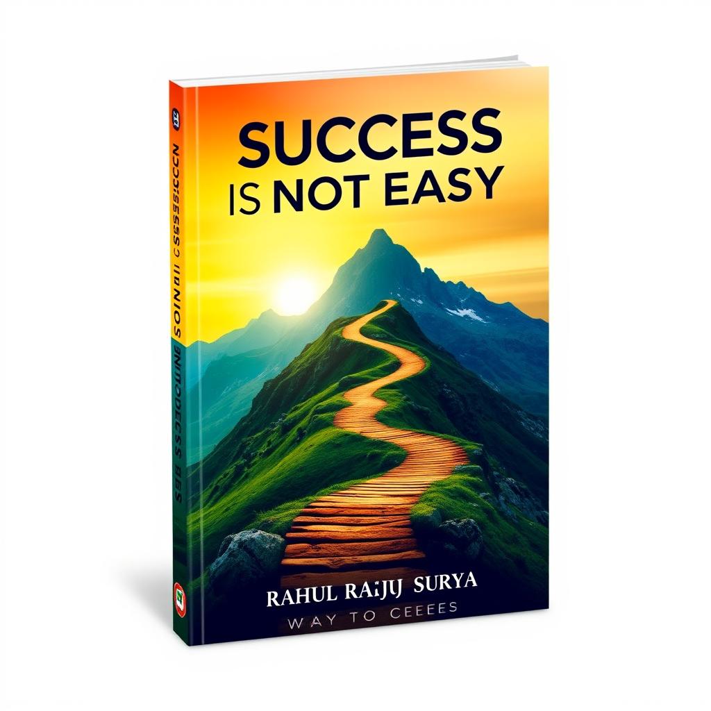 A vibrant and motivational book cover for 'Success is Not Easy', designed to capture the journey of personal growth