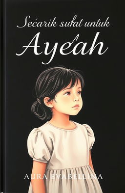 A poignant book cover titled 'Secarik Surat untuk Ayah' by Aura Evabellina