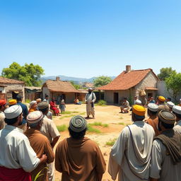 Youssef returns to his village and begins inviting the farmers to a meeting