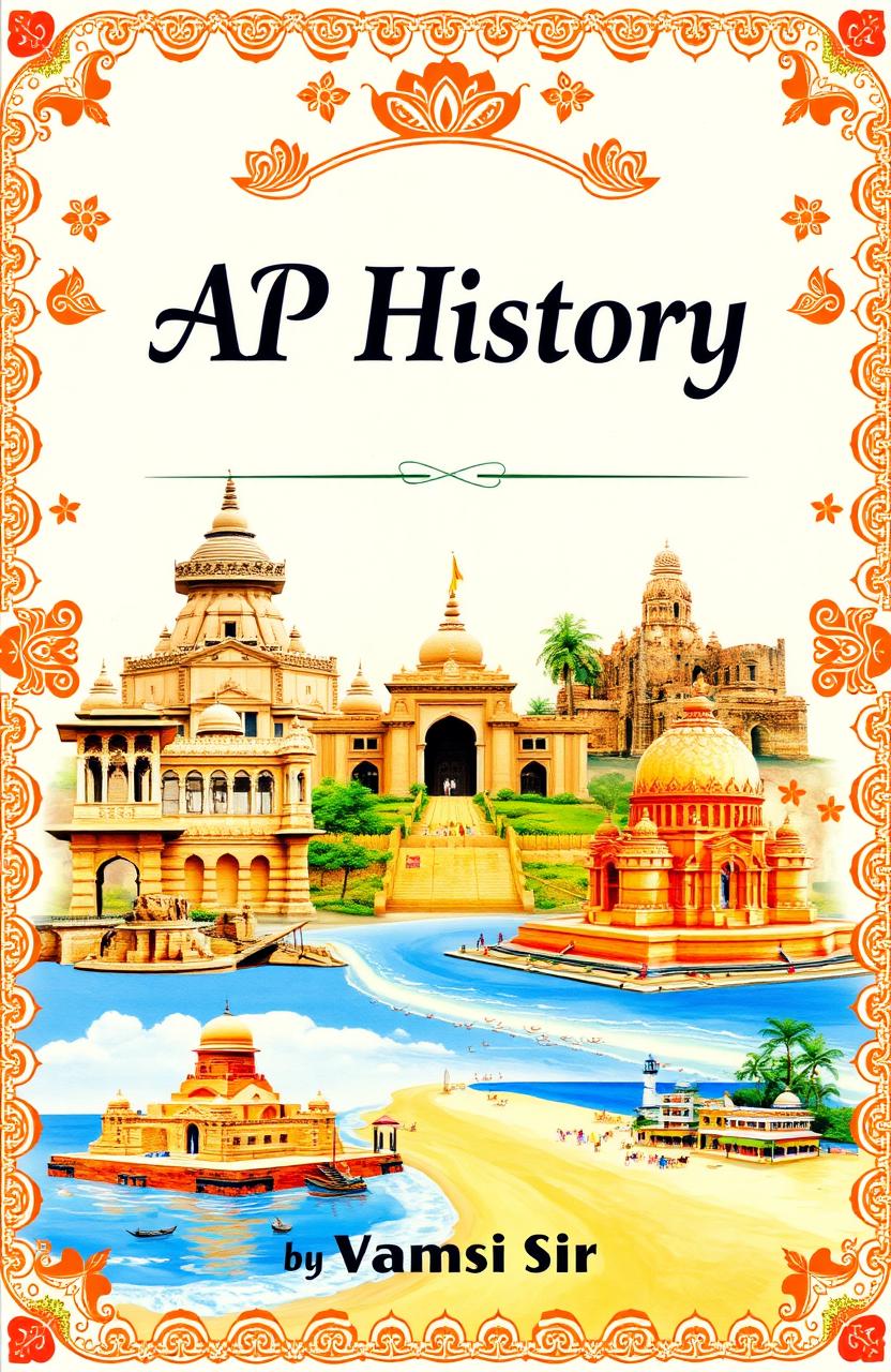 A striking and informative book cover for 'AP History by Vamsi Sir'