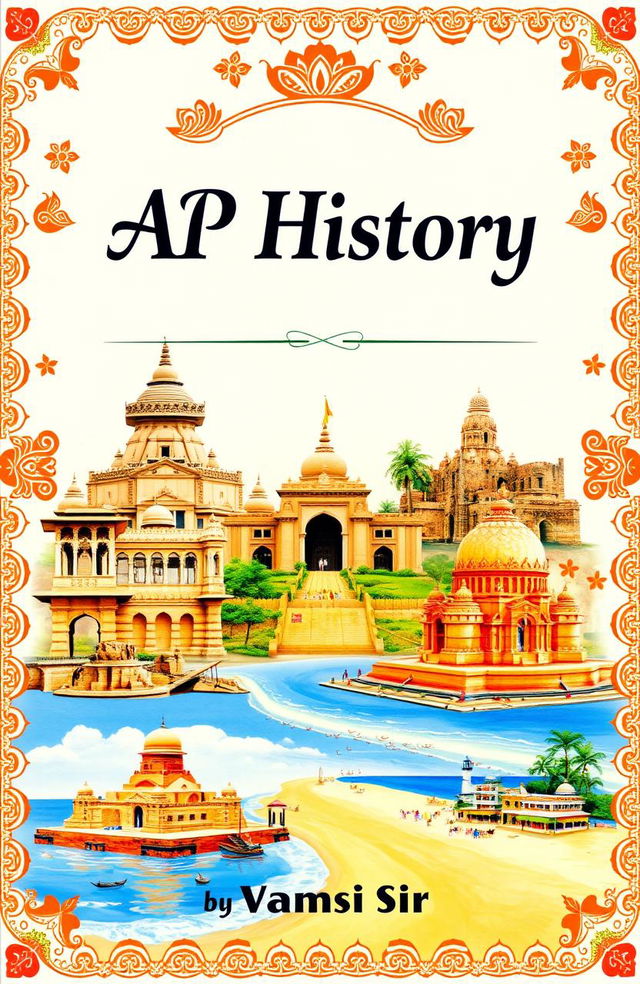 A striking and informative book cover for 'AP History by Vamsi Sir'