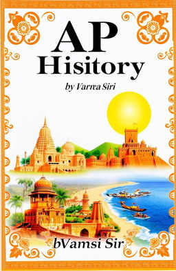 A striking and informative book cover for 'AP History by Vamsi Sir'