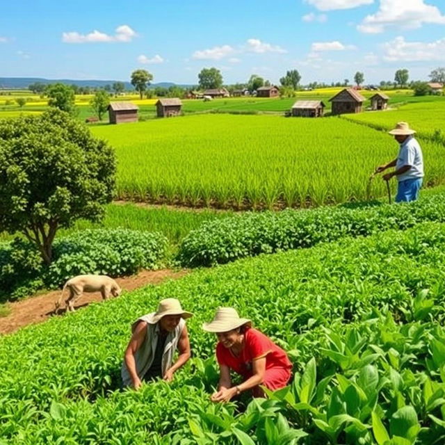 After reaching an agreement, the farmers begin to work together, sharing water and crops